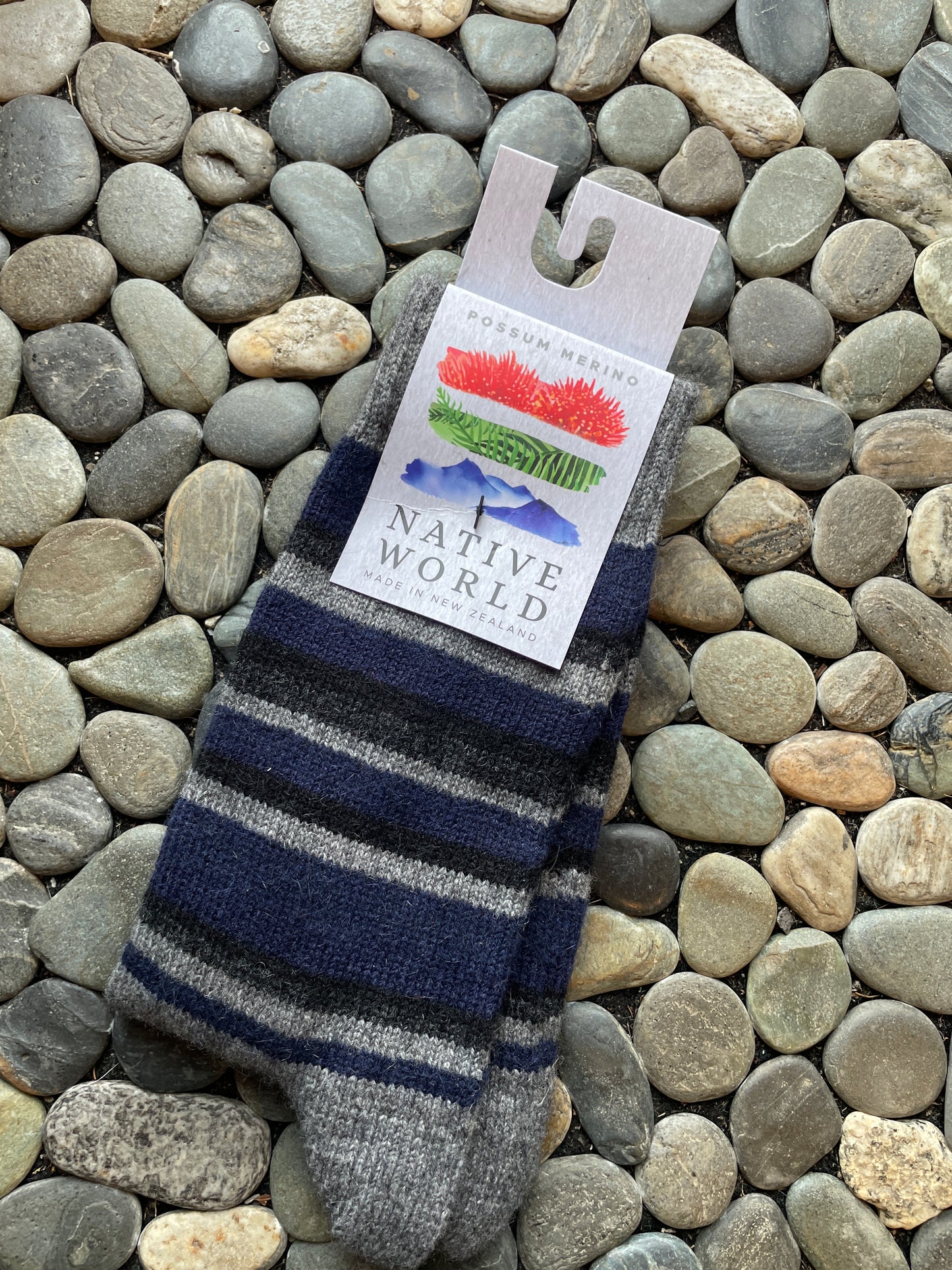 Native world possum striped socks