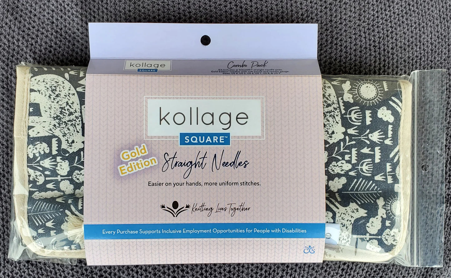 Kollage square straight needles set gold