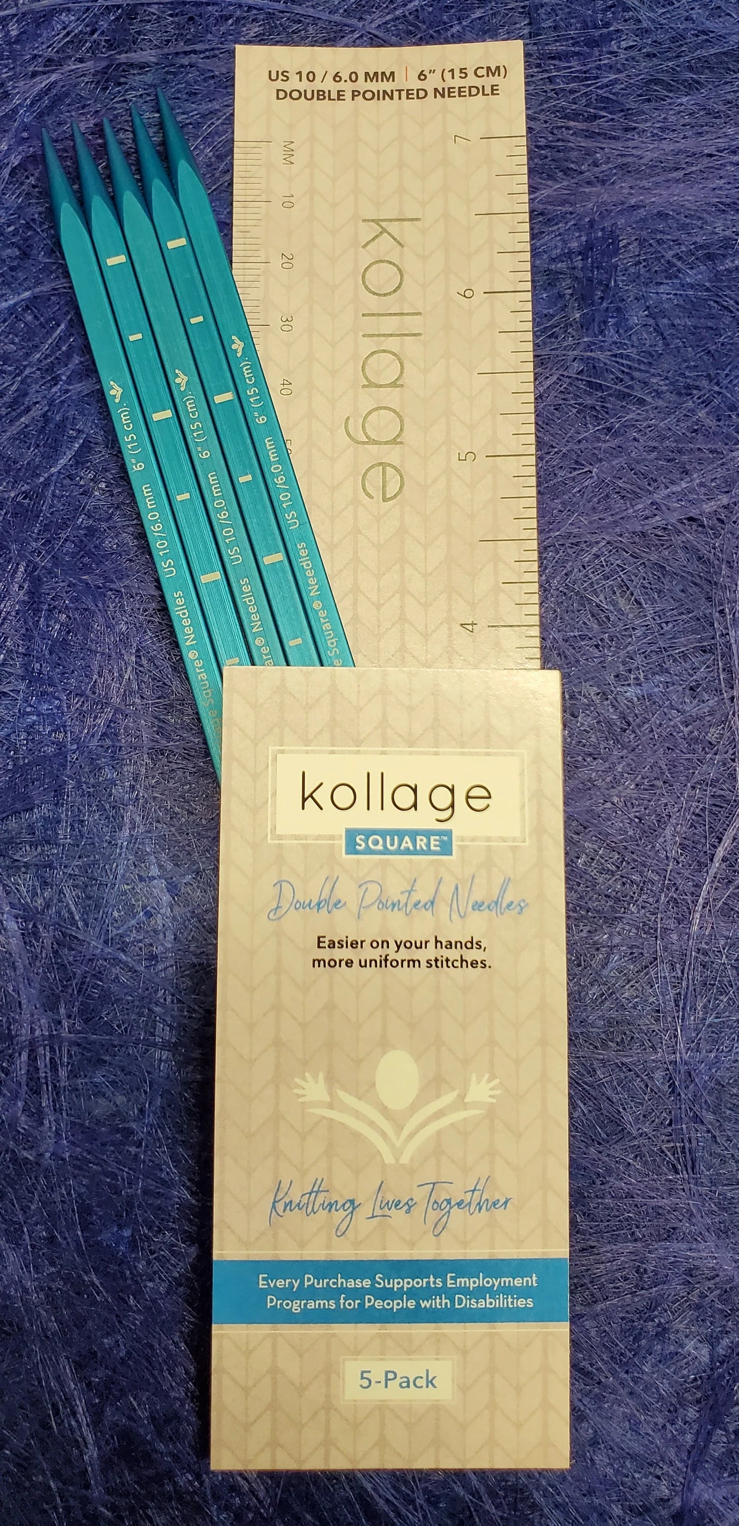 Kollage square needles DPNS 15cm blue