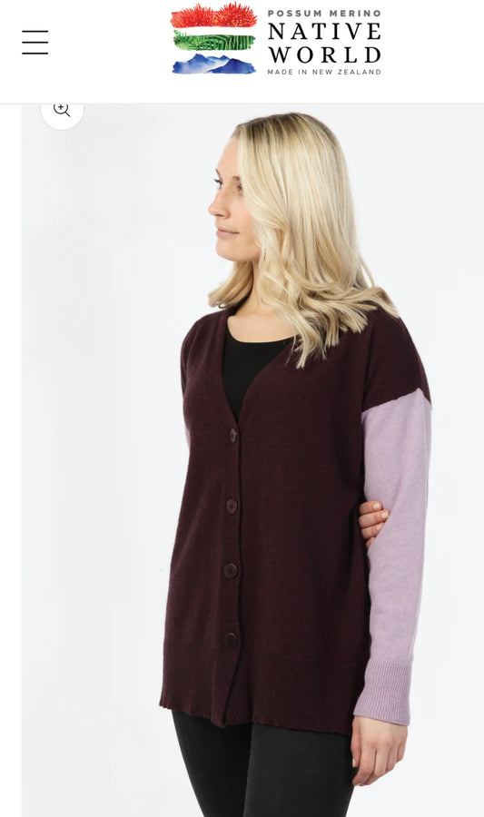 Two colour relaxed cardigan 2xl